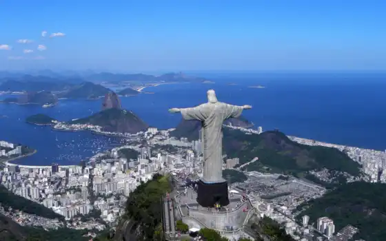 brazil, является, взгляд, статуя, 
