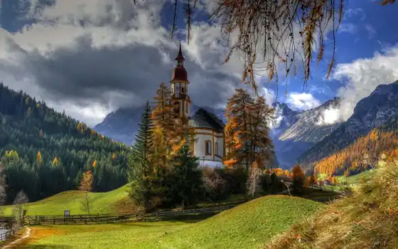 церковь, осень, австрия, святая, бернуха, обрнберг