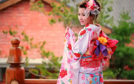 кимоно, японки, женщины, национального