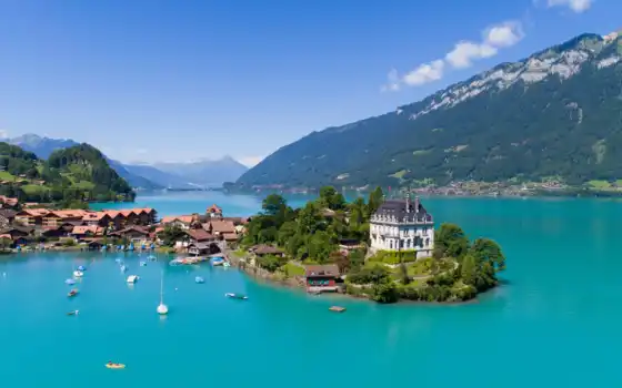 озеро, город, вектор, luxury, home, фото, sailboat, shutterstock, швейцария