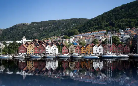 bergen, bryggen, город, house, norwegian, норвегия, побережье
