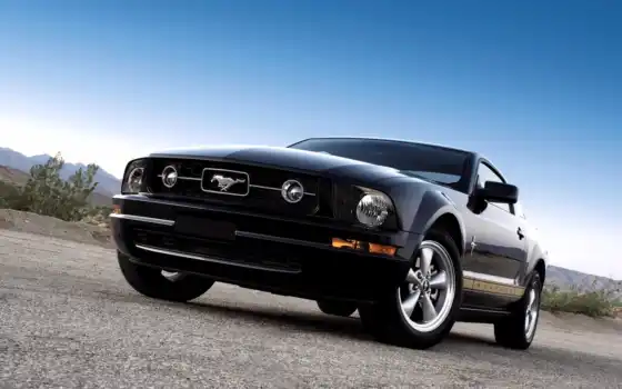 mustang, ford, black,