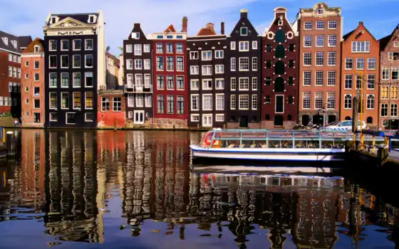 amsterdam, нидерланды, амстердама, город, каналам, каналы, 