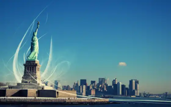 new, york, статуя, свободы, город, liberty, 