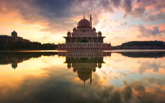 putra, masjid, восход, putrajaya, mosque, timelapse, fps, malaysia, взгляд, nle, footage