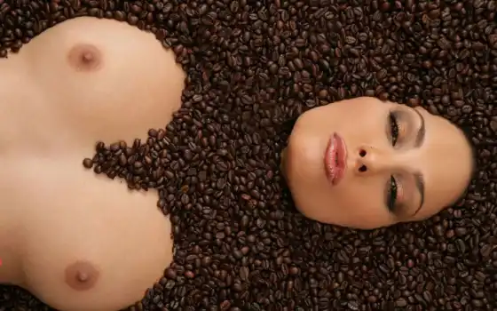 ,грудь, девушка, кофе