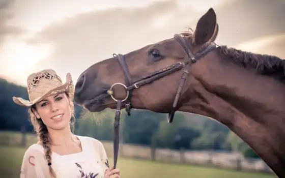 caballo, sombrero, chica, шляпа, лошадь, pantalla, девушка, animal, golov, женщина, молодой