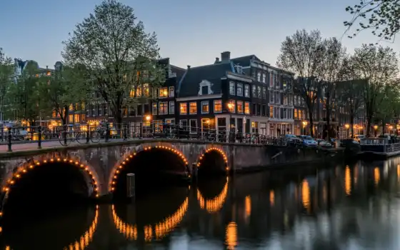 amsterdam, канал, мост, building, mobile, город, картинка, permission, река, house
