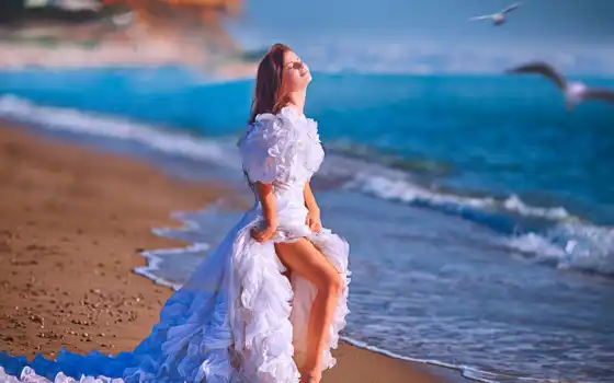 невеста, пляж, юбка