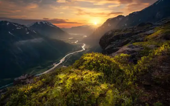 норвегия, ромсдален, гора, долина, пейзаж, природа, панорама, река, литлфьелл, ид
