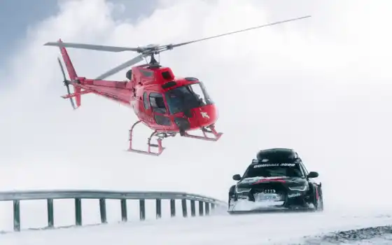 вертолет, race, car, снег