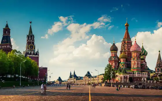 москва, площадь, red, blessed, василий, кремль, cathedral, храм, город