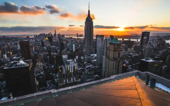 york, rooftop, new, город, взгляд