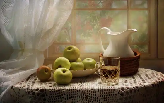 яблоко, траво, стекло, на тюрморт, жизнь, корень, тук, кувшин, еще