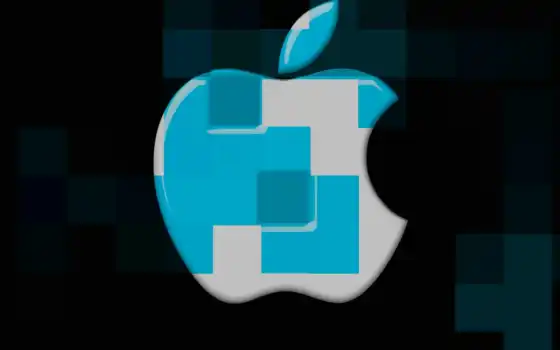 яблоко, кубики, логотип, настольный, mac, синий,