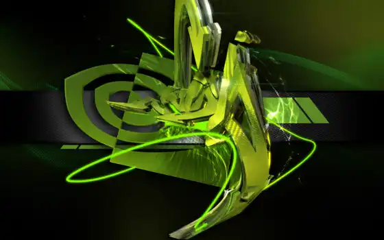 nvidia, logo, 3d, green