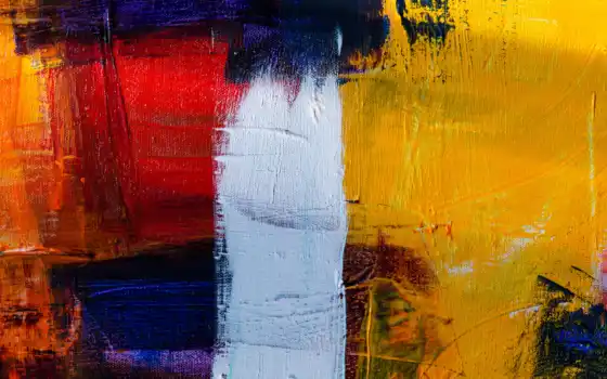 краска, red, abstract, yellow, blue, canvas