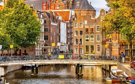 амстердам, нидерланды, недерландия, пулку, дом, река, город,