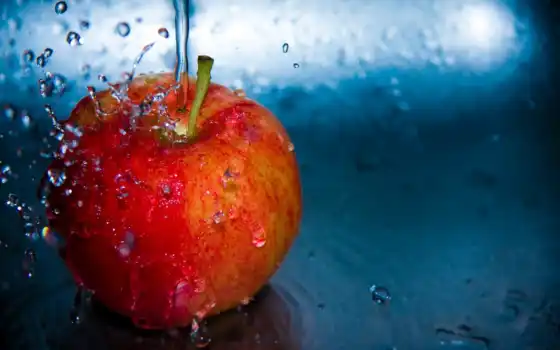 apple, water, fruits, fruit, red, splash, download, with, 