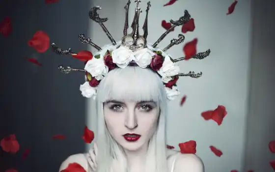 венок, девушка, crown, gothic, цветы, глаза