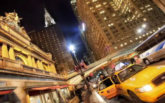 york, нью, ночь, new, taxi, urban, город