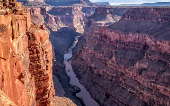 каньон, большой, национальный, парк, река, аризона, искусство, государство, горнолыжные