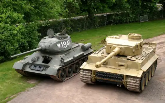 танки, техника, тигр, оружие, военная, картинка, забор, танк, деревья, 