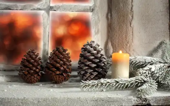 , шишки, свеча, , новый, праздники, рождество, новогодние, 