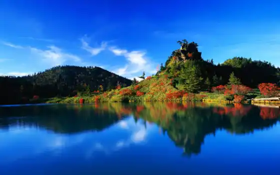 природа, озера, японии, заставки, горы, берег, пейзажи -, озеро, 