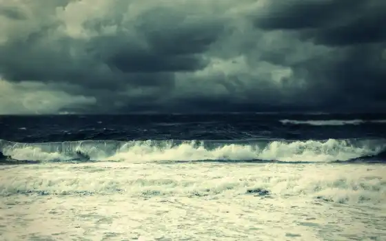 тучи, море, волны, буря, волна, серфинг, небо, горница,