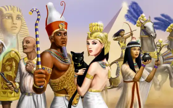 art, жрец, парни, devushki, сфинкс, pharaoh, египетский, воин, 