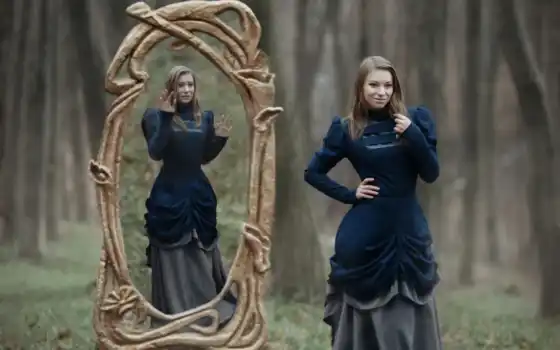 зеркало, девушка, арта