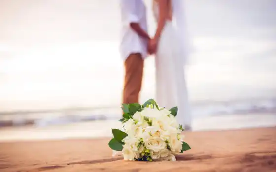 замуж, just, свадебный, пара, images, you, stock, пляж, море, flowers, 