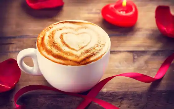 valentine, фото, coffee, вкусно, сердце, cappuccino, coffe, день