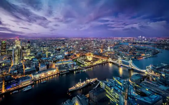 город, ночь, london, панорама, 