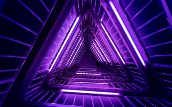 фиолетовый, неон, лестница, треугольники, огни, свободный, культивируемый,