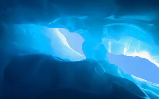 под водой, лед, свет