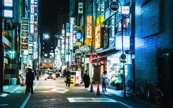 tokyo,, япония, ночь, ginza, photography, изображение, люди, 