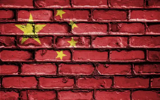 china, флаг, стена