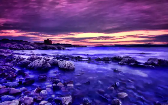 за, фиолетовый, пост, кроха, море, вода,