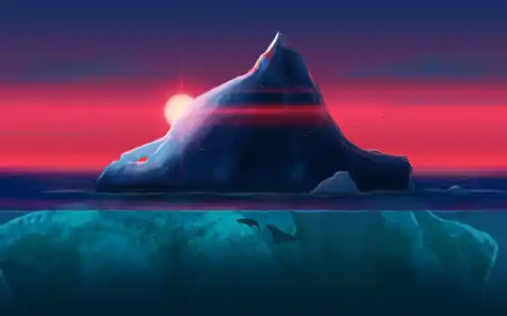 айсберг, искусство, искусство, ледник, рыба