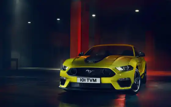 mustang, yellow, ford, car
