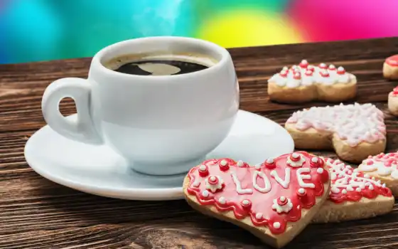кофе, чашка, любовь, валентинка, день, печенье, онлайн, головоломка,
