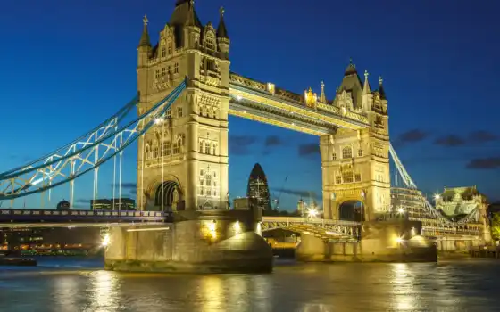 london, мост, ночь, ук, landmark