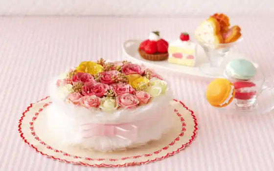 день рождения, цветы, пирожные, счастливые, русские,