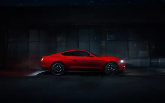 mustang, ford, side, look, car, red