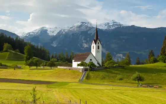 suiza, alpes, naturaleza, paisajes, niceos, montañas, pantalla, gratis, iglesia, descargar, paisaje,