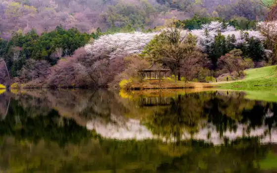 korean, природа, озеро, landscape, oir