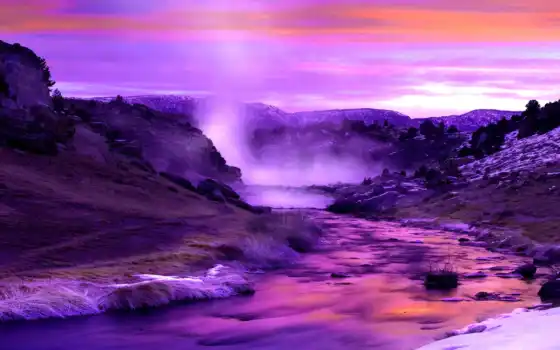 река, purple, долина
