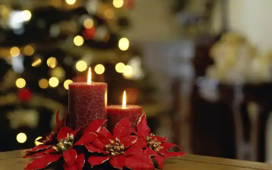 год, новый, christmas, свечи, рождественские, candles, праздник, праздники, изображение, две, красивые, 